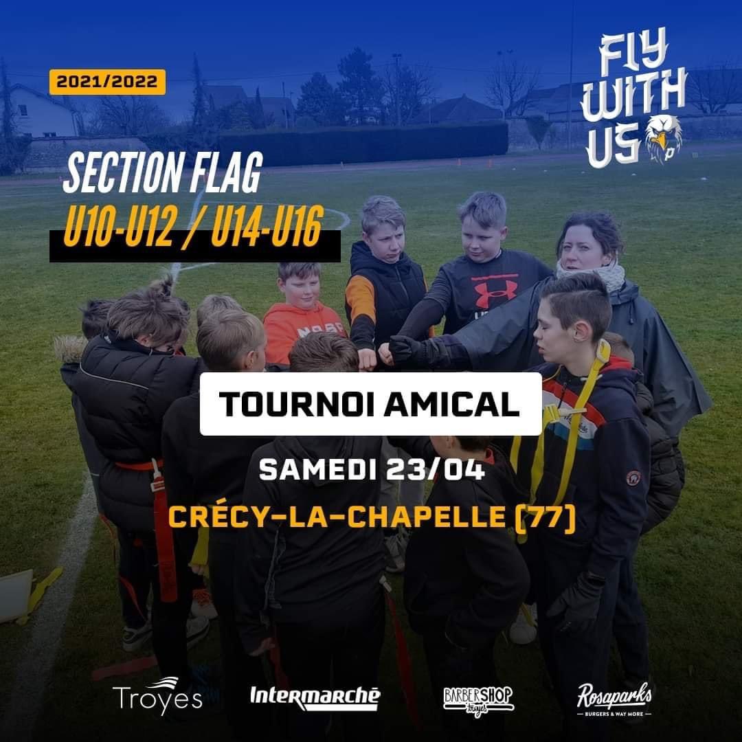[WEEK-END SPORTIF]

100% FLAG pour les Pygargues.

🏟 Samedi:  

2ème tournoi pour nos mini-flags auquel nous participons cette saison en Île de France.

Un beau déplacement en perspective pour nos mini-flags et une nouvelle occasion de prendre en expérience.

#flagfootball