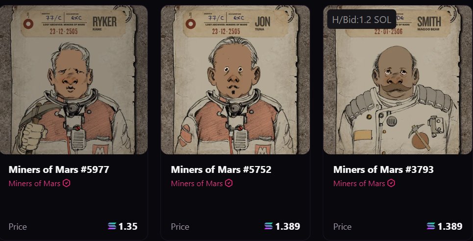 0x0gen's tweet photo. I like the look of these @MinersofMars  Lots of character and back story.  Missed the white list but when you can get in a day later to choose one at practically the same mint price, no loss  #FPwatch https://t.co/s8FLpiQpPM