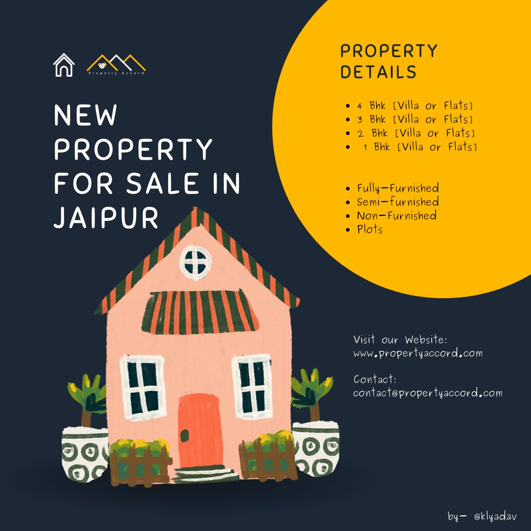 propertyaccord's tweet photo. New Property for sale in Jaipur✅
All types of Flats &amp; Villa available for sale...
Visit Us:
Link- https://t.co/dFUUOaDwDN
OR
Inquiry- Contact@propertyaccord.com
#residential #property #forsale #forrent #jaipur #realestate  #freelisting #propertyaccord #dealwithpropertyaccord https://t.co/rW5eshNKfH
