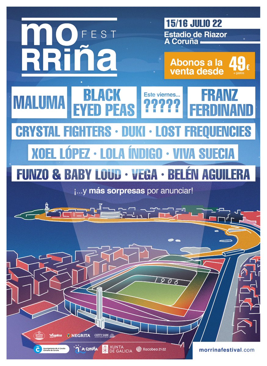MorrinaFestival's tweet photo. 📣 CARTEL OFICIAL DEL #MORRIÑAFESTIVAL
Pedazo #cartel 🙌🏻 al que le falta un@ de los cabezas principales que desvelaremos... MAÑANA! ¡CORRE YA A RESERVAR TU #ABONO! Preventa de entradas ya activa en https://t.co/WqNlW87A7w ✌🏻 La venta general será el 27 de abril a las 12:00h https://t.co/AOnBgdoBHR