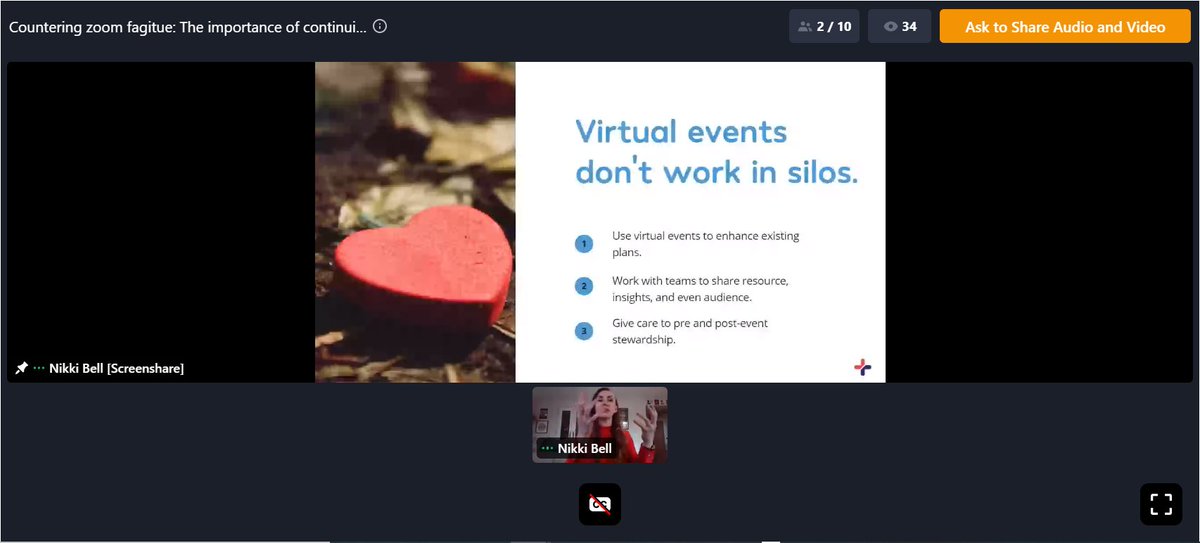 FundEverywhere's tweet photo. Tip 4: Offline magic

Virtual events don't work in silos.

What are your goals? How can #virtualevents enhance what you're already doing?

You could support your direct mail activity to help warm up supporters or do a thank you event.

#FRO2022 #EverywherePlus @NikkiLeah_ https://t.co/45EzUDlAo0
