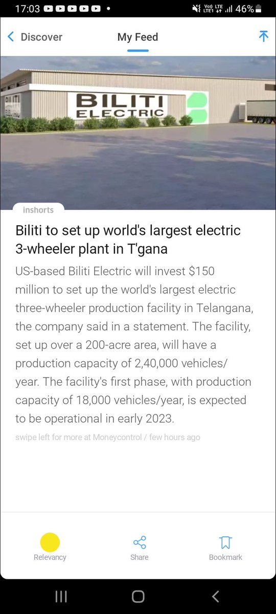 Monuram02's tweet photo. Us based biliti elec invest 150mn dollar in telengana
Would appreciate a Retweet as it helps us educate more investors
.#coalindia #Nifty #niftypsubank #niftyfut #nifty50 #banknifty #sensex #stocks #StocksToWatch #MultiBagger #intraday #paytmforupi https://t.co/i2MziY5K2H