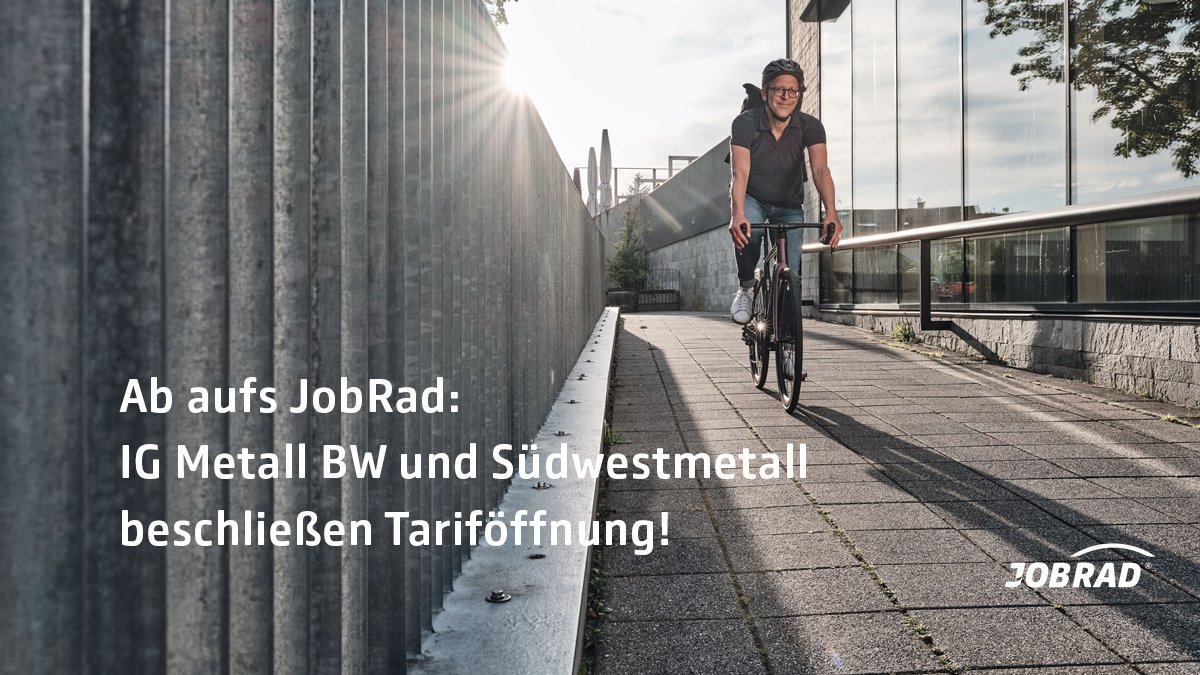 Perfektes Timing zur Fahrradhochsaison: Ab dem 1. Mai 2022 können tarifgebundene Arbeitgeber der Metall- und Elektrobranche ihren Angestellten ein #Dienstrad ermöglichen! Wir freuen uns über diese großartige Neuigkeit. Alle Infos dazu findet Ihr unter bit.ly/3v2lvGa