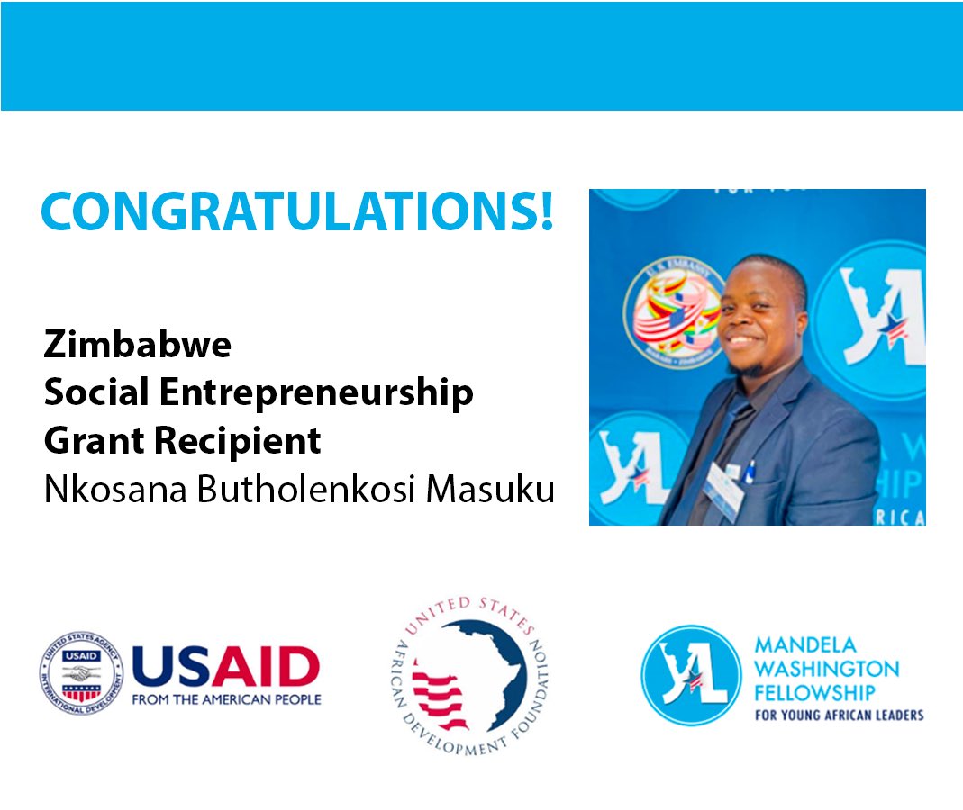 Congratulations to Zimbabwean 2021 #YALIMWF alumnus Nkosana Butholenkosi Masuku who received a $25,000 grant from <a href="/USAID/">USAID</a> and <a href="/USADF/">U.S. African Development Foundation</a> to grow his business and bring positive change to his community.

Read more here: usaid.gov/africa/news/us…