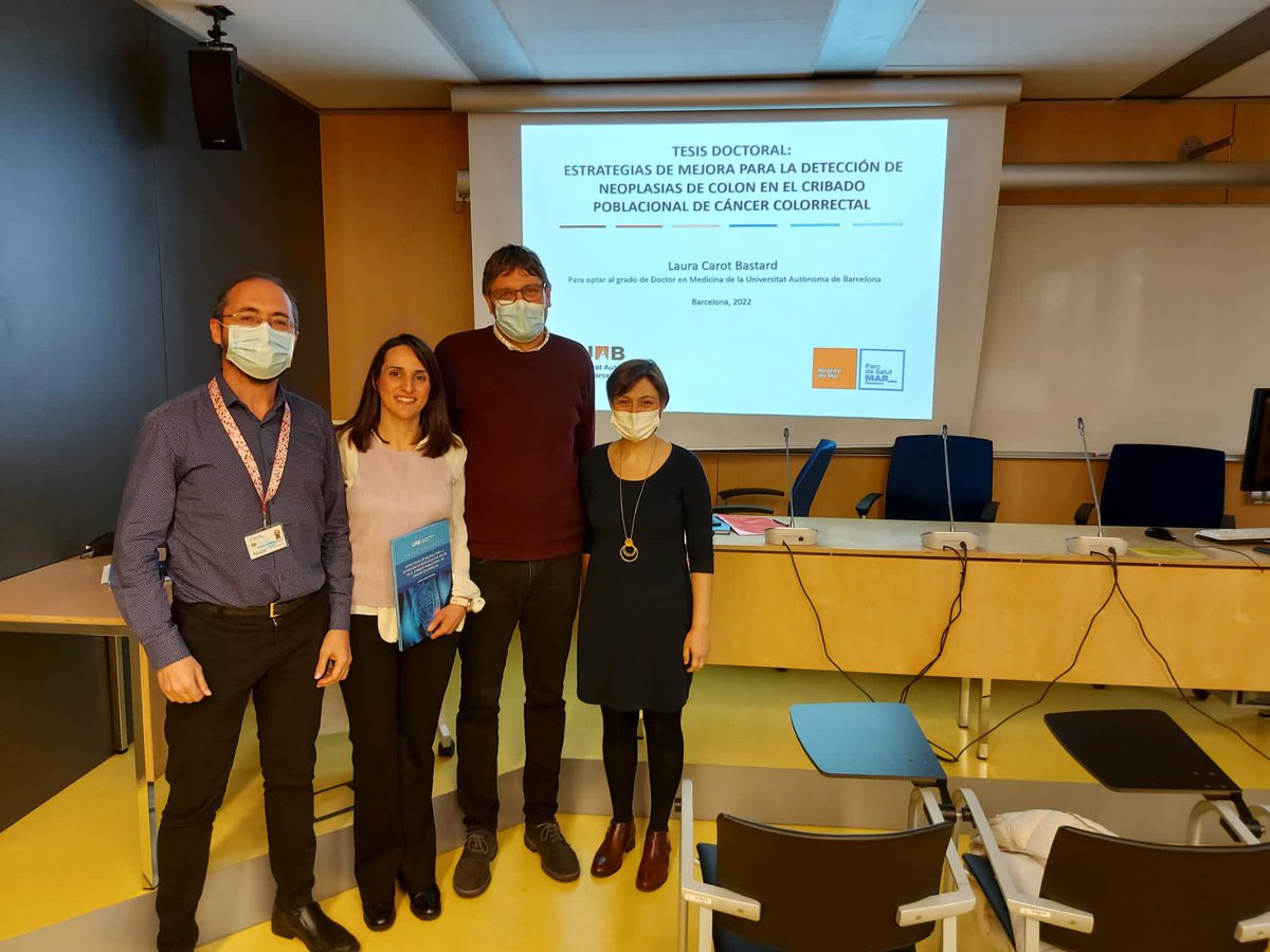 xavierbessa's tweet photo. Felicidades a la nueva Doctora Laura Carot por su excelente defensa tesis “Estrategias de mejora para la detección neoplasias de colon en el cribado poblacional CCR” #digestivo @hospitaldelmar https://t.co/D4c7gXzgKf