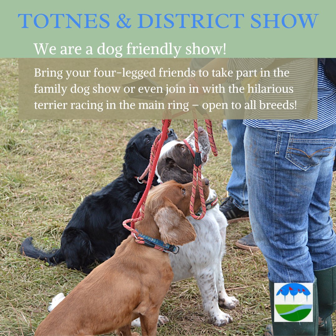 Why not bring your four-legged friends to take part in the family dog show totnesshow.com/competitors/fa… or join in with the terrier racing in the main ring – open to all breeds and such fun! totnesshow.com/whats-on/main-… Well behaved dogs are welcome on short fixed (non-retractable) leads.