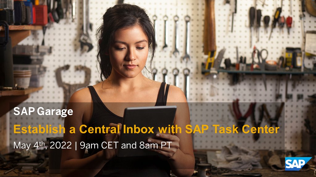 cecily_sorenson's tweet photo. Learn how to create a central inbox for various systems in our next SAP Garage call! @fablehmann is going hands-on with SAP Task Center on May 4th. Join us! https://t.co/iytnUkqFpv https://t.co/EUUSucH77m