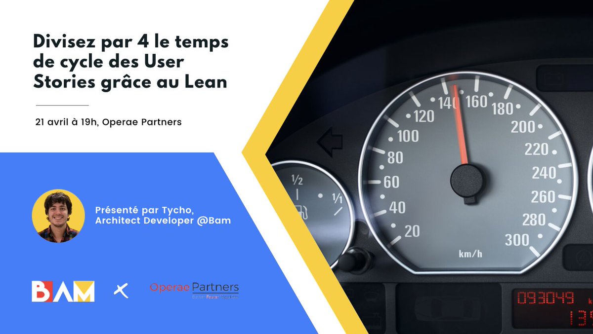 bam_lab's tweet photo. ⏰ Le talk gratuit de @TychoTa, architecte développeur chez BAM, c'est déjà ce soir !
Il vous expliquera comment il a atteint le #zerobug en travaillant sur la dette technique et les meilleures pratiques de développement selon le #LeanIT. 👌
Lien : https://t.co/GfwrK19QUo https://t.co/DIF1xZClGn