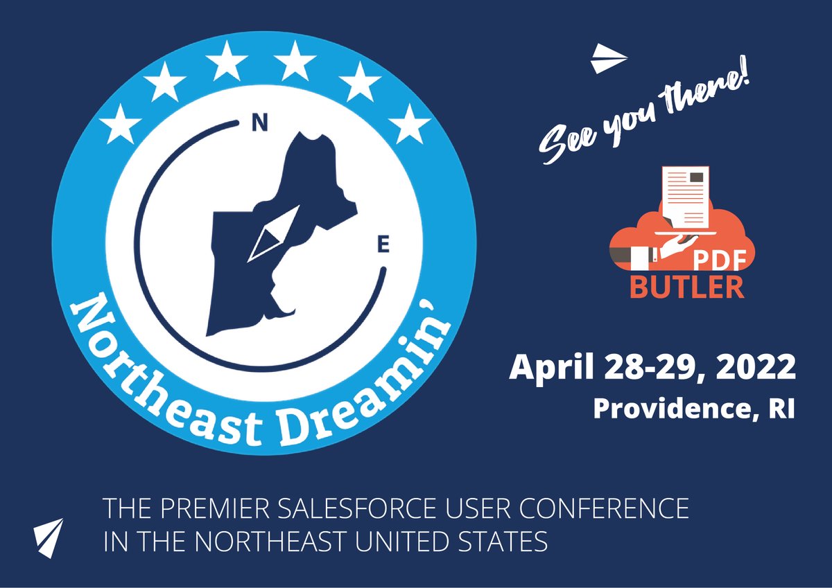 PDF BUTLER | Salesforce Document Generation (@pdfbutler) on Twitter photo Who is coming to <a href="/NEDreamin/">Northeast Dreamin'</a> next week? The registration is still open. Join us in a countdown and grab your ticket! 👉northeastdreamin.com/register/
Be sure to stop by our booth to meet our team and grab some cookies. 🍪
We can't wait to see you in Providence, RI! Who is coming to <a href="/NEDreamin/">Northeast Dreamin'</a> next week? The registration is still open. Join us in a countdown and grab your ticket! 👉northeastdreamin.com/register/
Be sure to stop by our booth to meet our team and grab some cookies. 🍪
We can't wait to see you in Providence, RI!