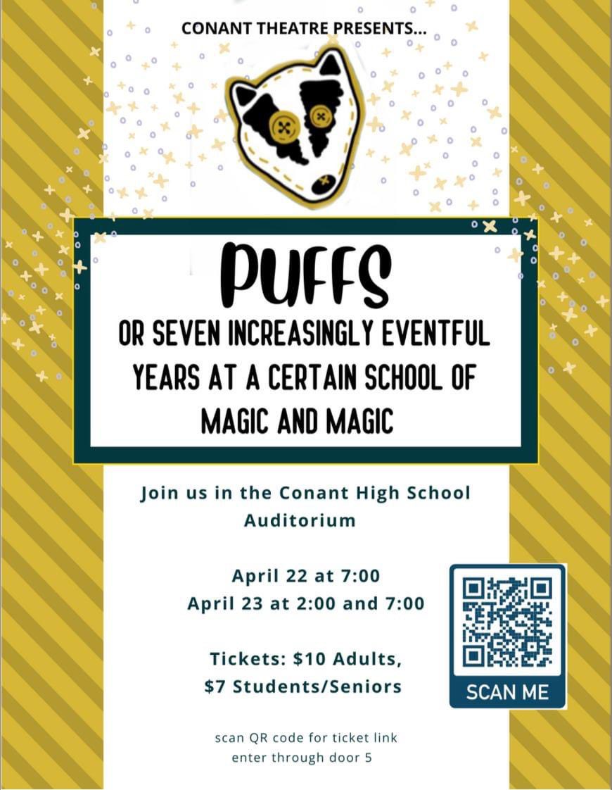 Come see Conant’s spring play this weekend! 🦡💛🖤