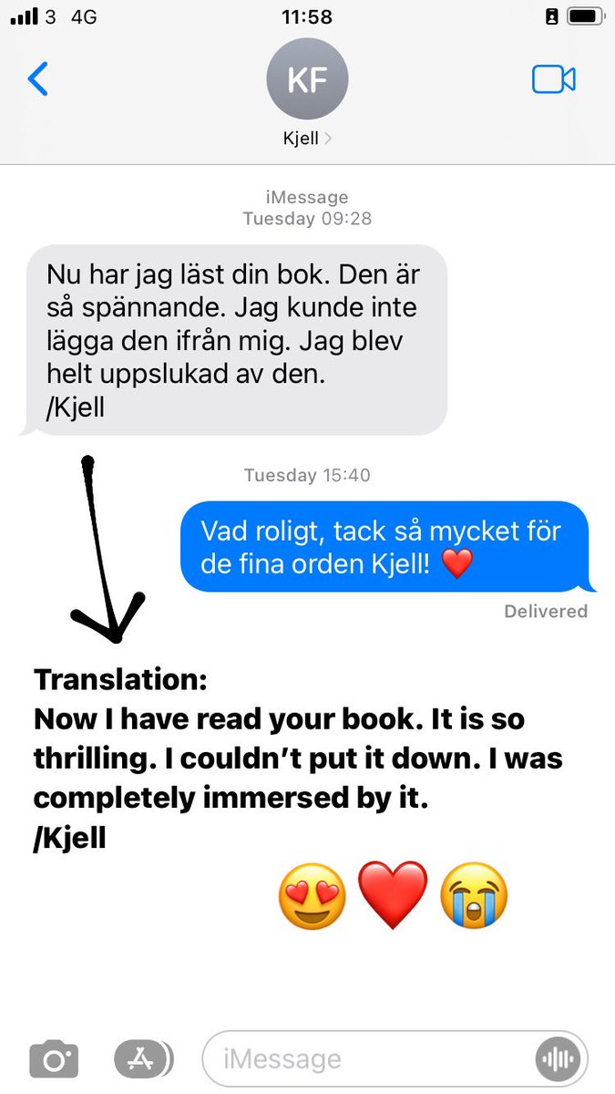 LeneFogelberg's tweet photo. My 77-year-old Swedish father-in-law ordered my newly published YA fantasy and then I got my first ever text message from him (he’s not a texter) 🥰❤️😍😭🙏🏻 https://t.co/qPwwpKTeVp