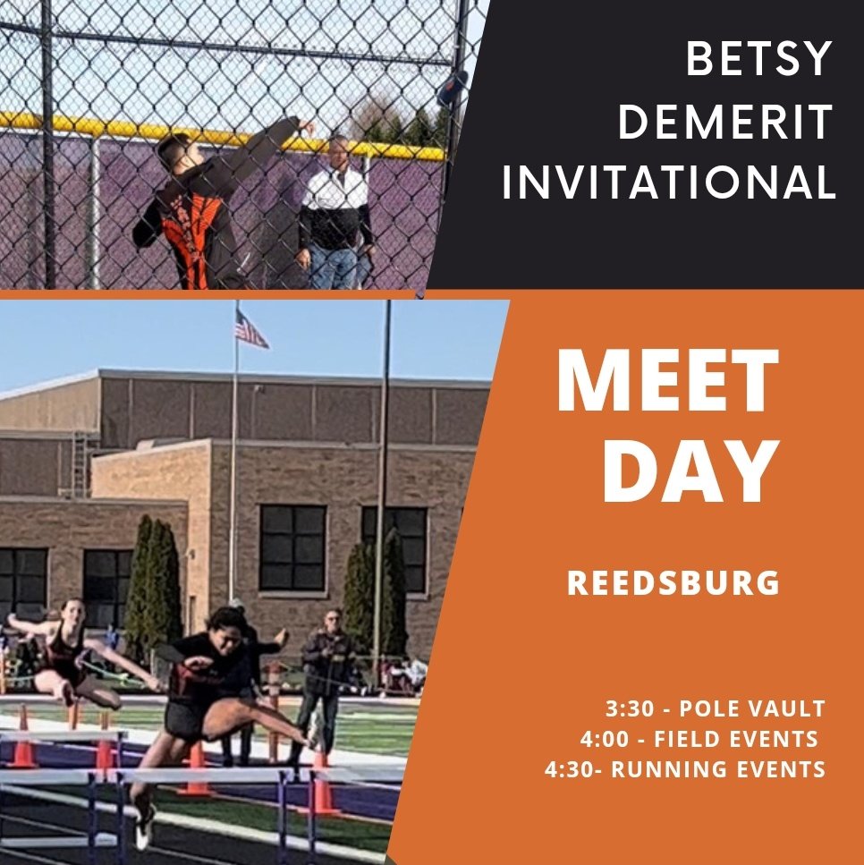 📣📣 MEET DAY 📣📣
🆚️ Betsy Demerit Invitational 
⏰ 3:30 cst (pole vault) 4:00 cst (field events) 4:30 PM cst (running events)
📍Reedsburg High School

#itisagreatdaytobeawarrior 
#wewereborntoshine