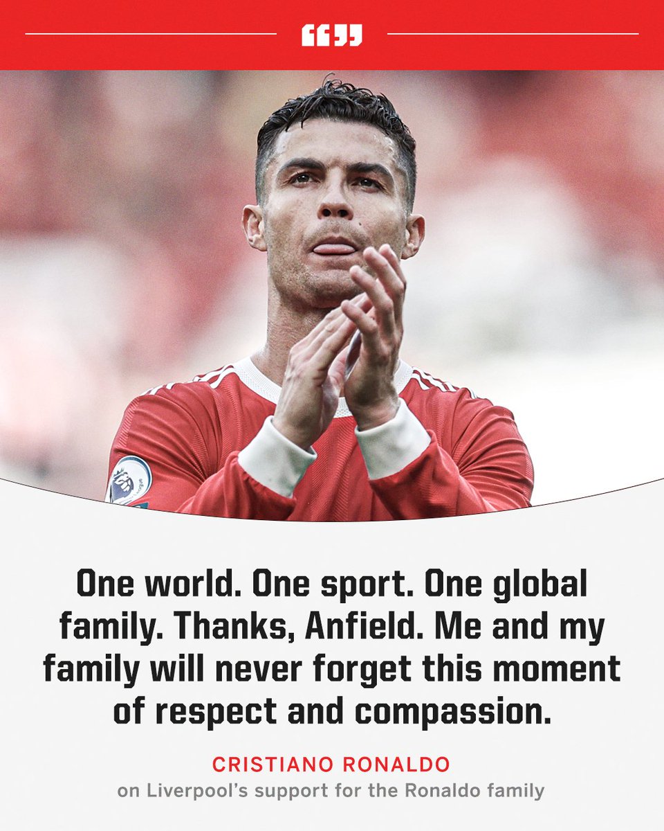 ESPNFC's tweet photo. Cristiano Ronaldo has thanked the Liverpool fans for their support 🙏❤️ https://t.co/HfFrinHk1Y