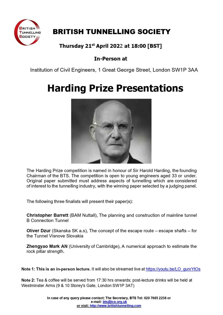 Today at 18:00 hrs [GMT], the three finalists of the Harding Prize Competition, Christopher Barrett from BAM Nuttall, Oliver Dzur from Skanska SK a.s, and Zhengyao Mark AN from the University of Cambridge, will present their papers.

Please see the poster for more details.