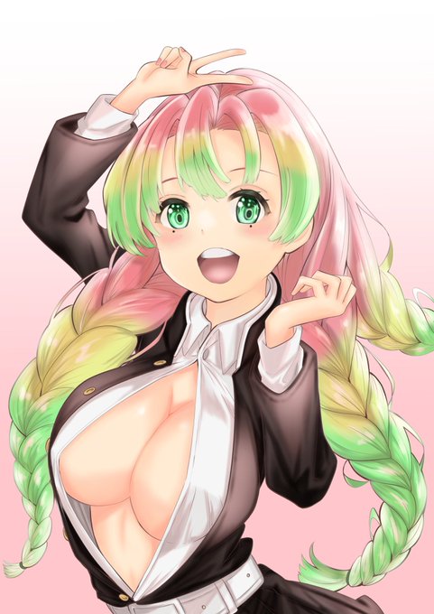 愉悦さる　おさる1号さんがTwitterに投稿した甘露寺蜜璃(鬼滅の刃)のイラスト。