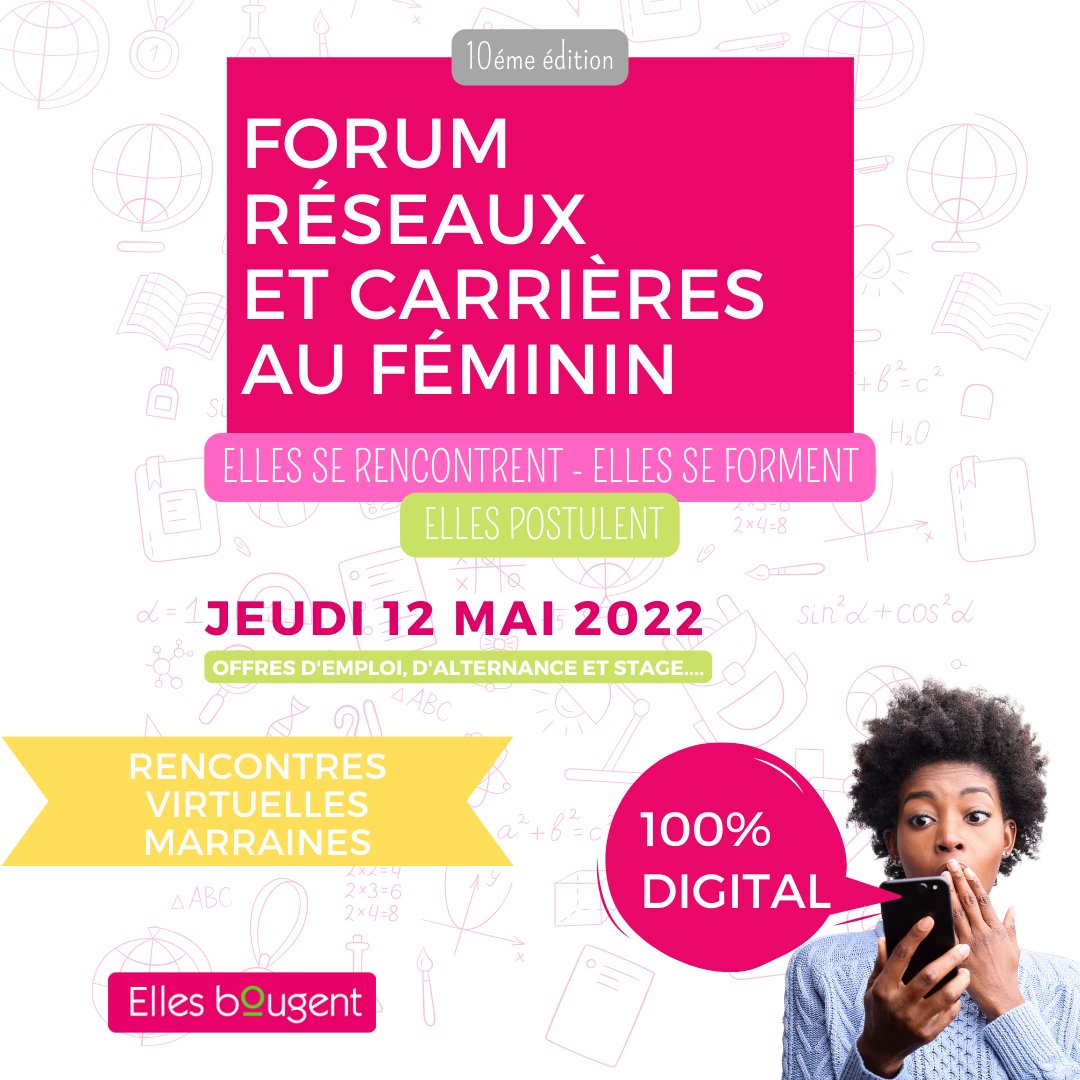 📣[Forum Réseaux &amp; Carrières au Féminin] 
Marraines, transmettez votre passion lors du Forum Réseaux &amp; Carrières au Féminin le 12 mai 2022 ! 
Infos &amp; Inscriptions ➡️vu.fr/RBTL
#ellesbougent #EB2022