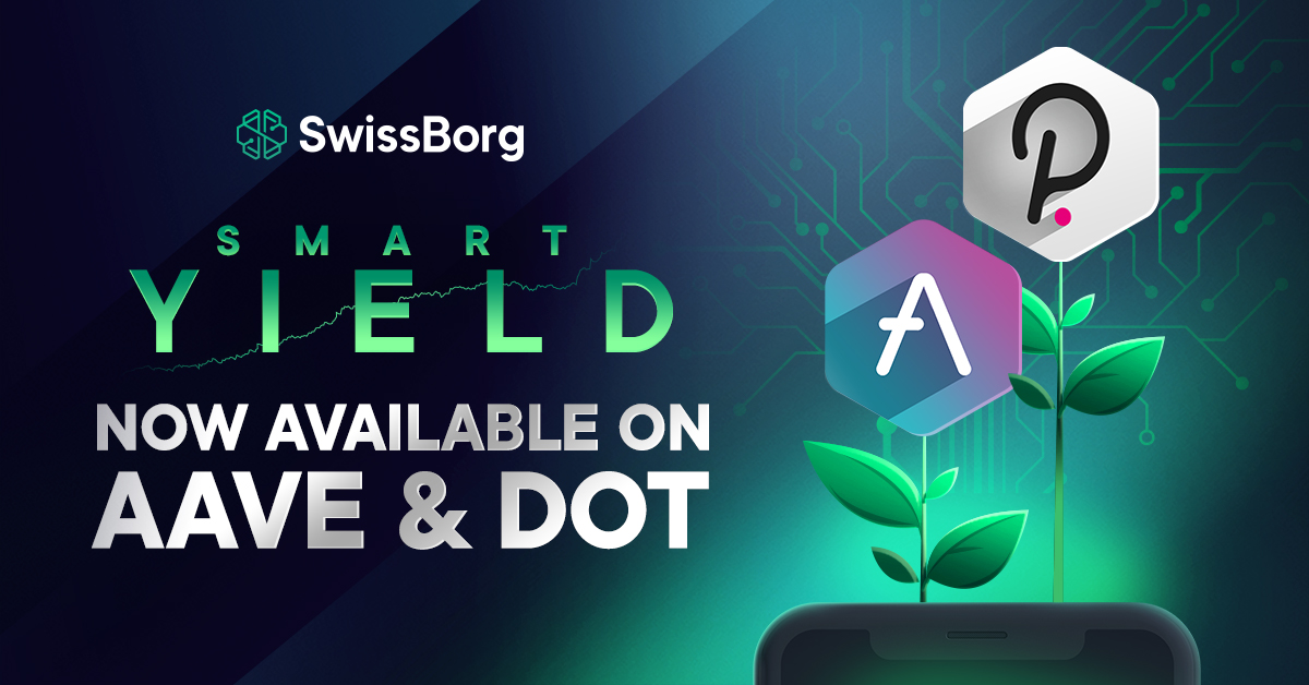 🚜 Smart Yield now available for $AAVE and $DOT🌱 
You can now access a #yield of up to 7% on #AAVE &amp; 20% DOT
📲 This brings the number of Smart Wallets accessible through the #SwissBorg app to 17 🎉 
👩🏽‍🌾 Put your #Cryptos to work with #SwissBorg! 
@AaveAave <a href="/Polkadot/">Polkadot</a>