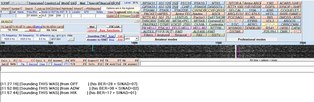 MilcomMP's tweet photo. Continuing my HF band scans this morning. Logged three stations on the DoD HFGCS Scope Command ALE network frequency 4721 kHz (ALE/USB): ADW Andrews MD, OFF Offutt NE, HIK Hickam HI. Airspy HF+D / W6LVP Loop / MultiPsk decoder. #TeakPub #GRG https://t.co/qXgcUNJ2JH