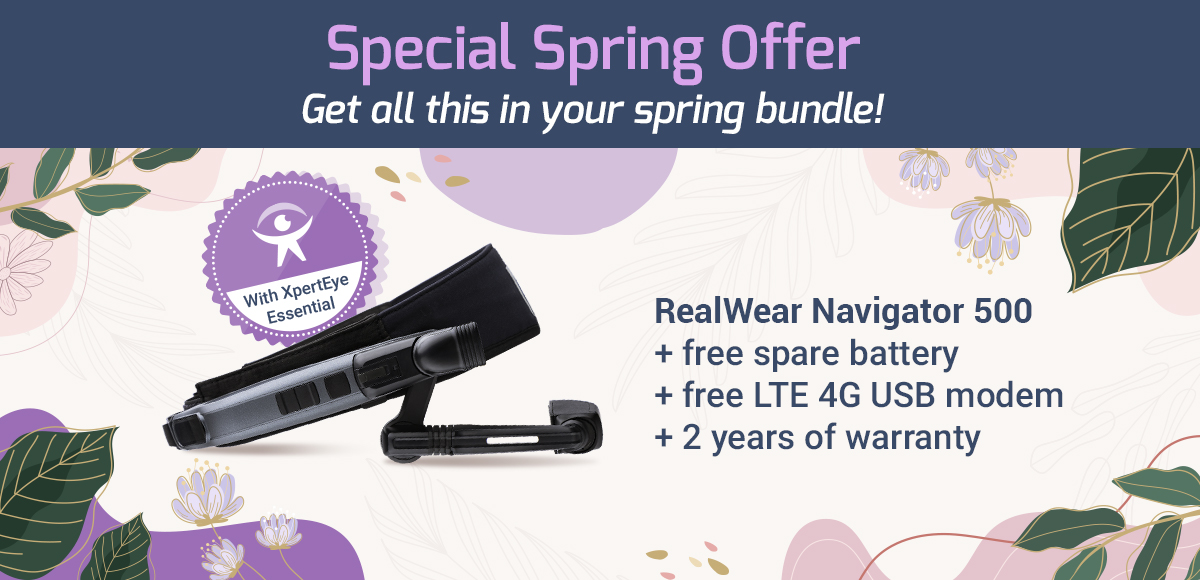 AMA_XPERTEYE's tweet photo. This season, get your spring bundle with the NextGen RealWear Navigator 500 and the following surprises on XpertEye Essential!
Contact us to get your bundle👉 https://t.co/Iq8PAo9DEp

#AssistedRealitySolutions #AMASpringOffer #BundleOffer  #RealWearN500 https://t.co/JB0CObn0Ik