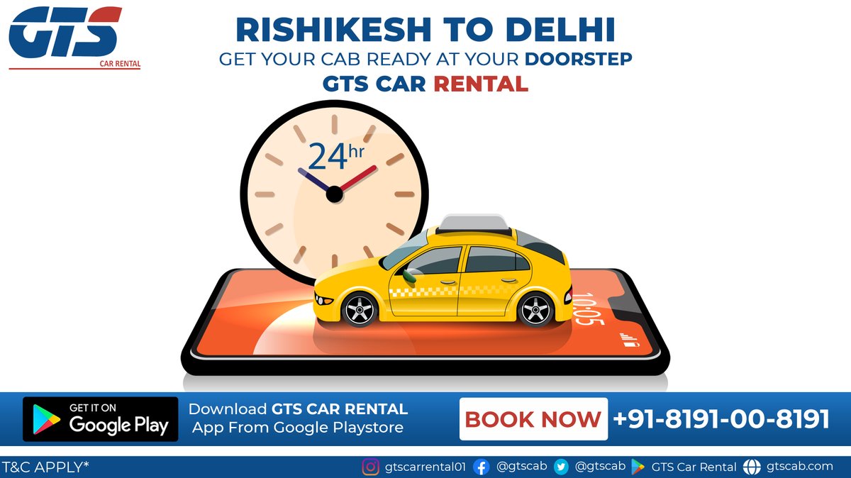 || 🚖#Rishikesh To #Delhi Cab Service ||
 
👉Get Your Cab Ready At Your Doorstep With #GTSCarRental Pick Up & Drop Cab Service, At a Very Affordable Price.
 
☎Call for booking: 8191-00-8191
🌐Visit - gtscab.com
.
#garhwaltaxiservice  #gtscab #localcabservice