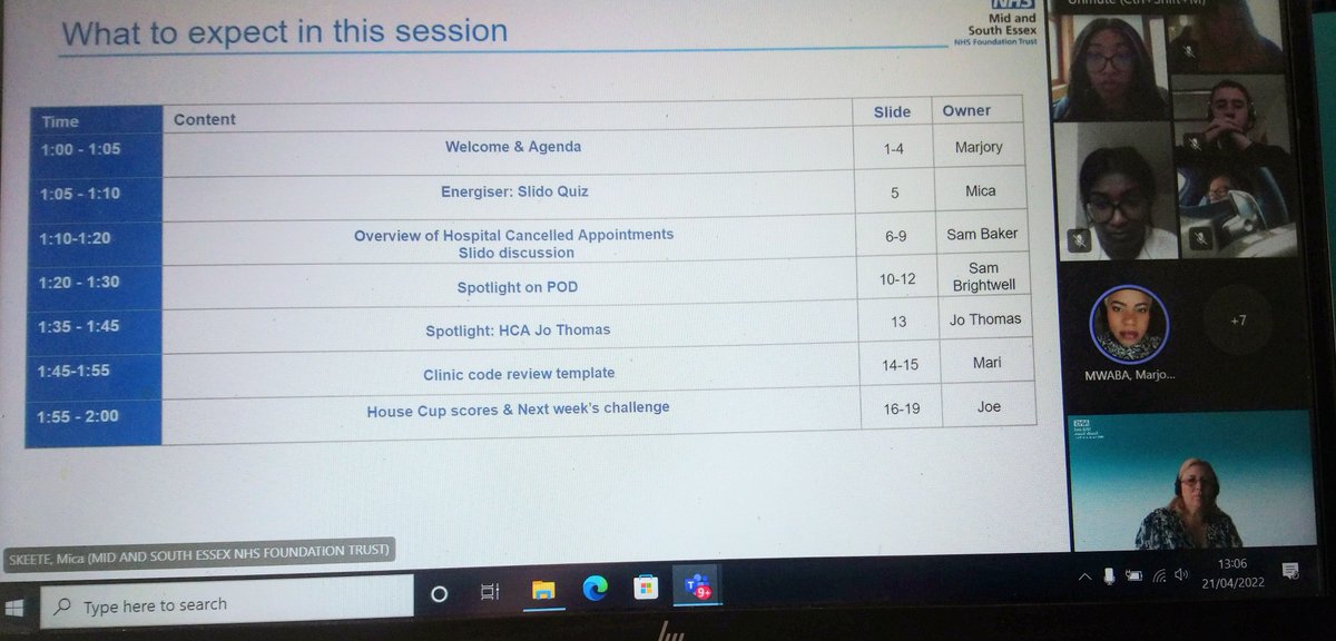 Week 8 Outpatients perform Plus training. The focus this week is cancelled appointments with spotlight on People and OD support. @MSEHospitals Looking forward to get discussions.