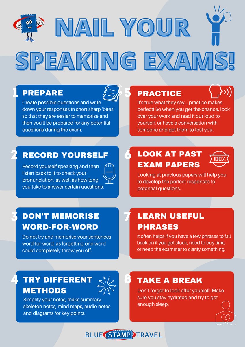 stamp_travel's tweet photo. Here are some useful tips to help nail your speaking exams!
#MFL #LanguageLearning #Languages #SpeakingExam #LanguageExam #Exam #GCSE #ALevel https://t.co/13HUynSa9G