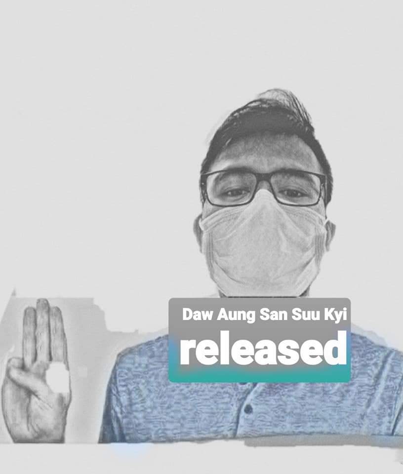 SoeThuWin85's tweet photo. Blue Shirt Campaign on 21 April to pay tribute to U Win Tin and to release all political prisoners, including Daw Aung San Suu Kyi, as soon as possible.
#BanRostec
#2022Apr21Coup
#WhatsHappeningInMyanmar
#ReleaseTheDetainees
#BlueShirt4Burma https://t.co/SEezvYWcn9