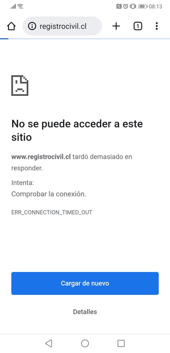 maxcortespineda's tweet photo. @RegCivil_Chile hola, desde ayer estoy intentando ingresar a la web y no puedo. He intentado de distintos equipos con el mismo resultado. Necesito obtener hoy un certificado de nacimiento. Gracias. https://t.co/dgNghiRYch
