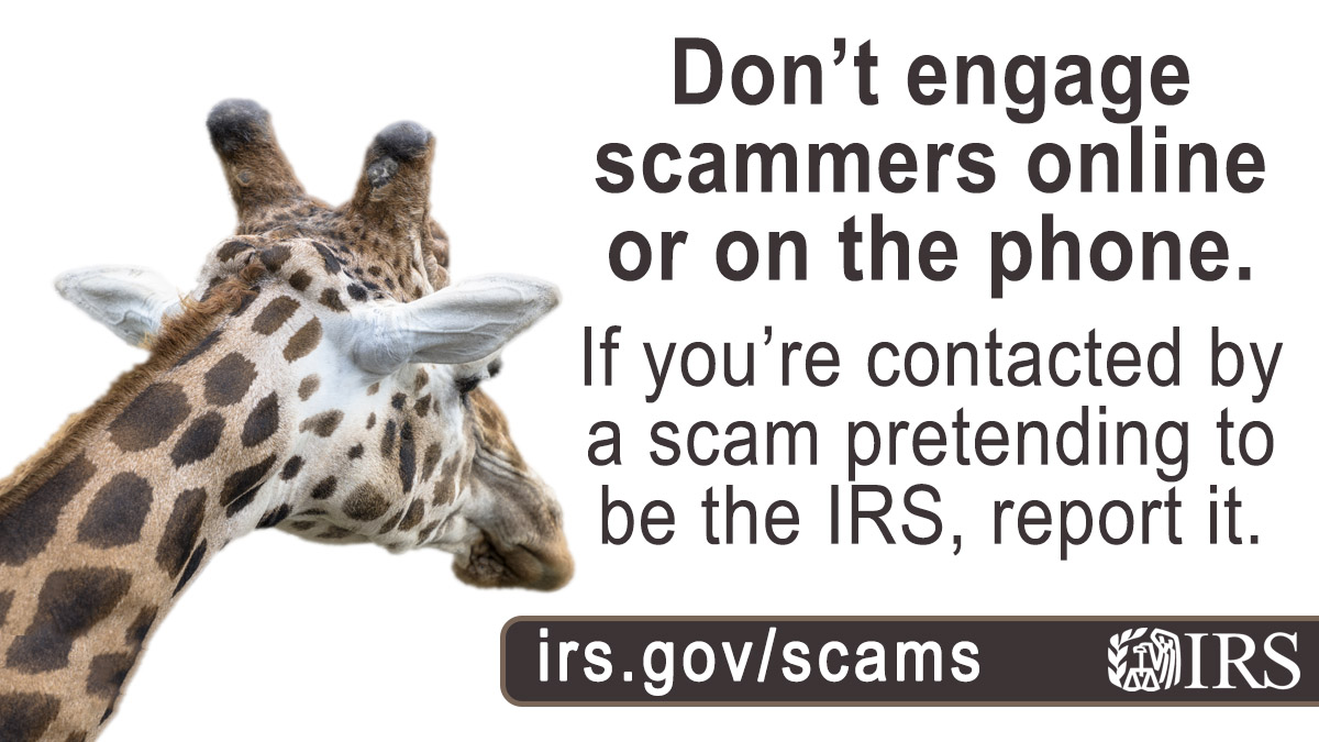 IRStaxsecurity's tweet photo. #IRS will NOT demand personal information, credit or debit card numbers over the phone, email or social media. For your #TaxSecurity, don’t engage with criminals, report them: https://t.co/SUyzJgBvOf https://t.co/yaCJa0EM7t