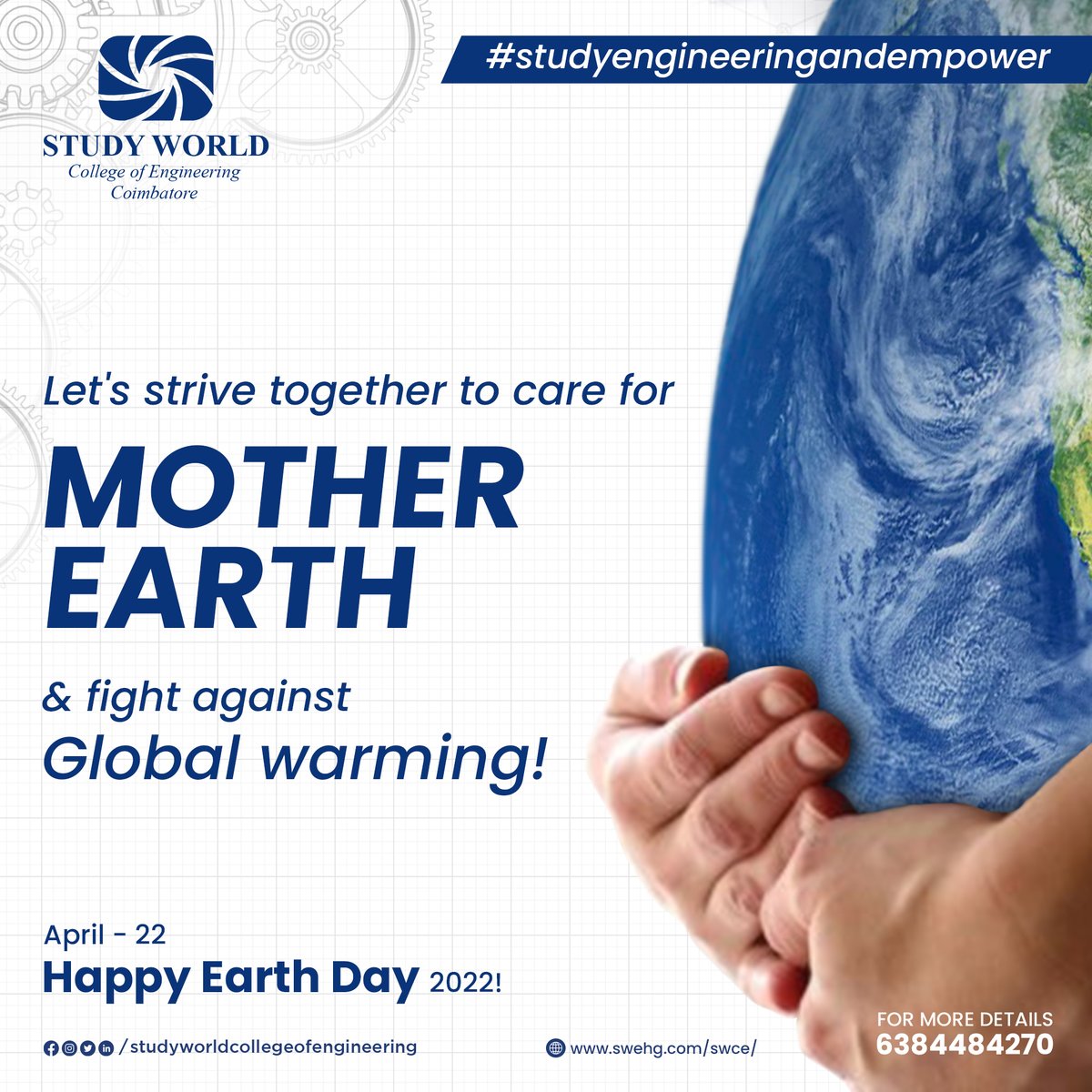 StudyWorldGI's tweet photo. The theme of #EarthDay2022 is "#Invest In Our #Planet". As human beings, it's our duty to make our earth more beautiful!
Wishing you all a #HappyEarthDay2022!

#studyengineeringandempower #studyworldengineeringcollege

#EarthDay
#earthdayeveryday
#EarthDay2022 
#ThursdayThoughts https://t.co/IPEaqx8v3y