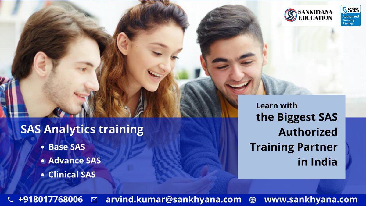 sankhayana's tweet image. SAS is the leader in analytics. Do you want to become a leader of Analytics?
Join our training Program:  lnkd.in/dccXh9wj

Reach us: +91 8017768006, arvind.kumar@sankhyana.com,
sankhyana.com
#BestSASTrainingInstituteinIndia #SASAuthorizedTrainingPartnerinIndia