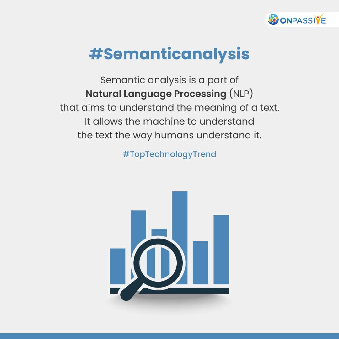 LutforR90358471's tweet photo. Semantic analysis is a part of Natural Language Processing (NLP) that aims to understand the meaning of a text. It allows the machine to understand the text the way humans understand it.

#hashtags #hashtagpost #ONPASSIVE #SemanticAnalysis https://t.co/HCJIJsVu4s