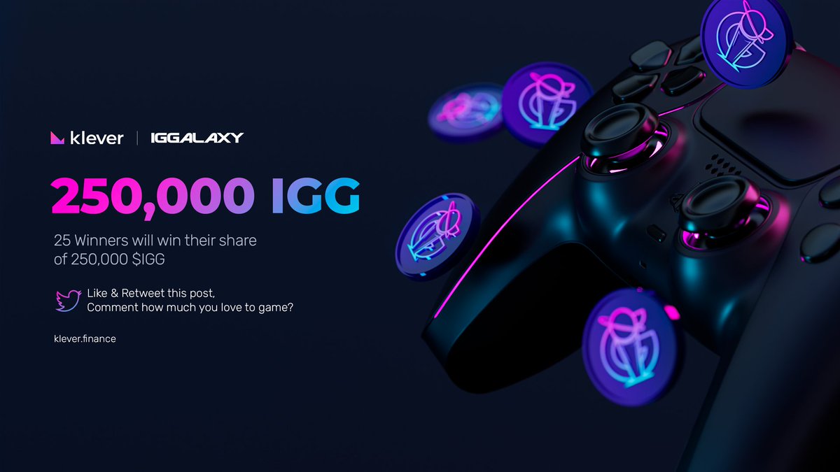 Klever Wallet (@klever_io) on Twitter photo 🔥 Win your share of 250,000 $IGG 🔥
1⃣ Follow <a href="/klever_io/">Klever Wallet</a> & @IG_Galaxy
2⃣ Reshare this #klever post
3⃣ In the comments, tell us why you enjoy #gaming?
#IGG 🤝 #KLV
👉 Winners: Apr 27, 2022 🔥 Win your share of 250,000 $IGG 🔥
1⃣ Follow <a href="/klever_io/">Klever Wallet</a> & @IG_Galaxy
2⃣ Reshare this #klever post
3⃣ In the comments, tell us why you enjoy #gaming?
#IGG 🤝 #KLV
👉 Winners: Apr 27, 2022