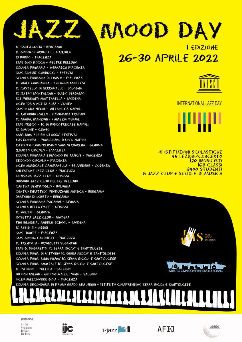 Post (quasi) muto. 51 lezioni-concerto, 43 istituzioni scolastiche, 130 musicisti, 3500 studenti. Oplá! <a href="/Eleonor34096772/">Eleonora Galli</a> <a href="/musica_jazz/">Musica Jazz </a> <a href="/Liberta_it/">Libertà.it</a> <a href="/PiacenzaSera/">Piacenza Sera</a> <a href="/AngelicaDa/">Angelica Dadomo</a> <a href="/bibloh_biblh1/">Biblóh!</a> <a href="/jazzconvention/">Jazz Convention</a> <a href="/Jazzit_mag/">Jazzit</a> <a href="/IntlJazzDay/">InternationalJazzDay</a> <a href="/Bettananni/">Elisabetta</a> <a href="/IndireSocial/">INDIRE</a>