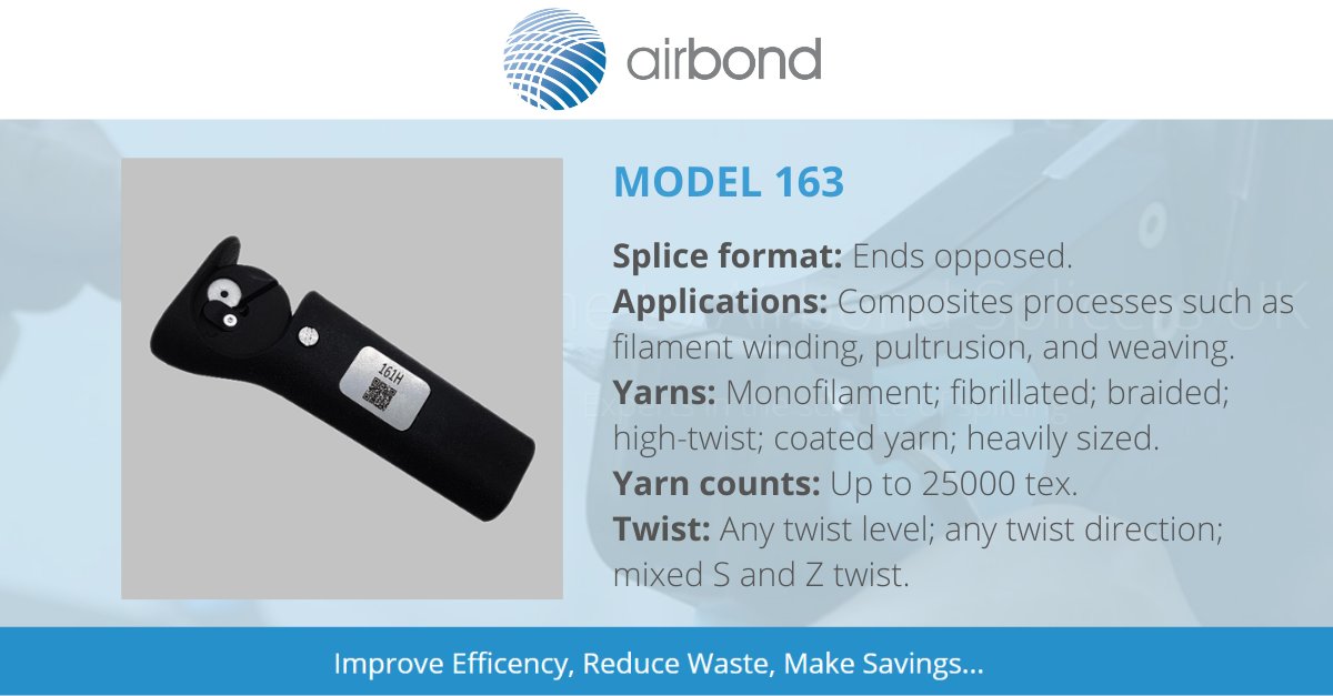 Airbond4's tweet photo. Struggling to find a #splicer than can handle #braided #yarns?

Look no further than our Model 162, the heavy count wrapping splicer capable of #splicing #yarn counts up to 25000 tex.

View our full product range at: https://t.co/aThNVNzKjp

#manufacturing #textile #composite https://t.co/7SNdvzdiop