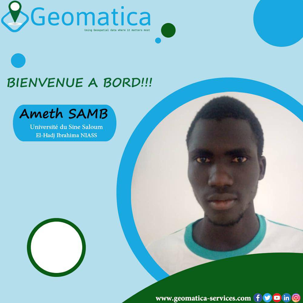 La famille s'agrandit..
Toute l'équipe de Geomatica souhaite la bienvenue aux nouveaux stagiaires.

Plein de succès et de réussite

#stage #geomatica #senegal #welcome #reussiteprofessionnelle