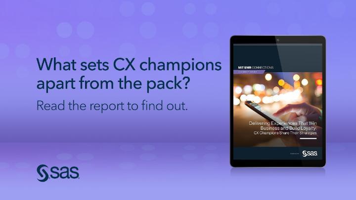 mabel_pooe's tweet photo. MIT SMR Connections, sponsored by SAS, surveyed more than 2,600 business leaders worldwide about how they approach #CX. How many are CX Champions? The answer will surprise you! CX Champions share their strategies in this free report – download it now: https://t.co/itUbLSRgtl https://t.co/HUfEzVlPHf