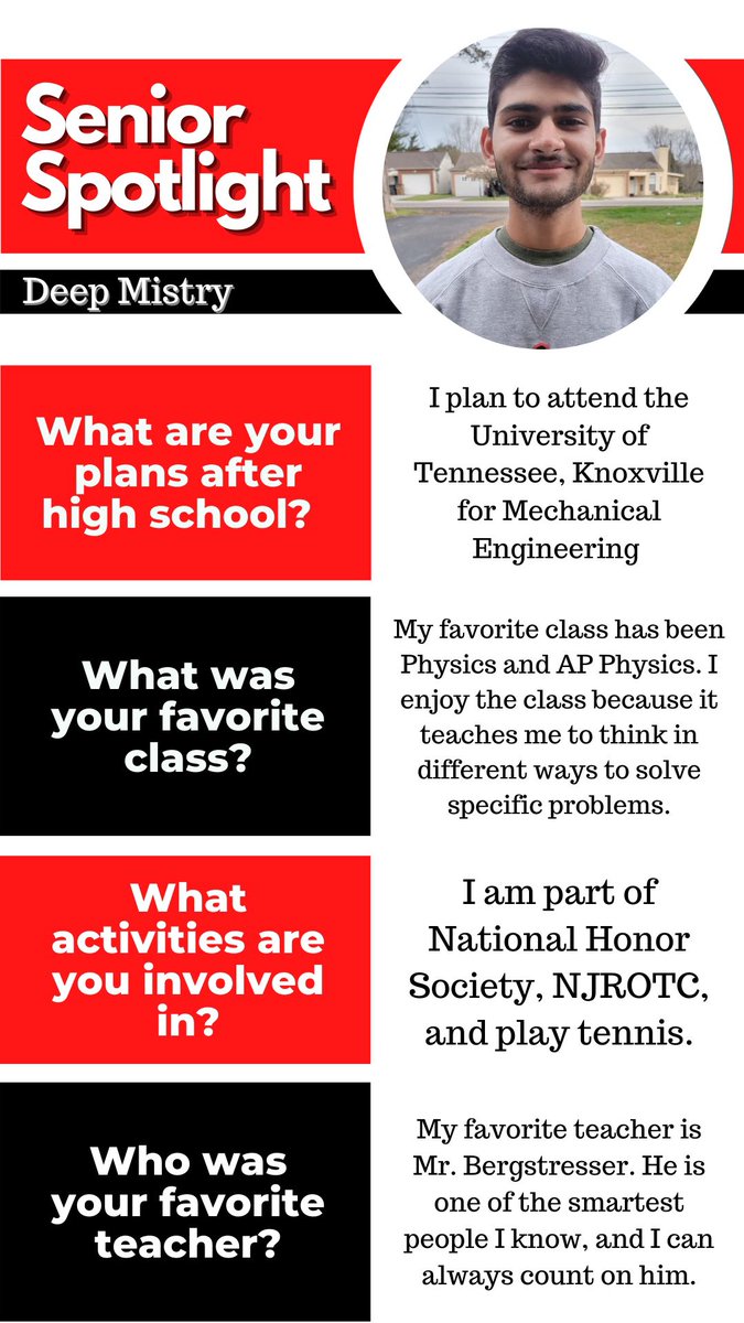 centralsga's tweet photo. SENIOR SPOTLIGHT: Deep has enjoyed the environment and material of AP Physics with Mr. Bergstresser! https://t.co/dAnjBaWvmF