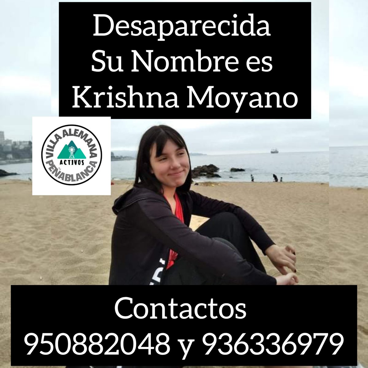 v_activos's tweet photo. #Difundir 
KRISHNA MOYANO aún desaparecida desde las 18:00 horas de ayer desde su domicilio en troncos viejos .
Novedades de su paradero a los teléfonos de la fotografía
@hwittigb @CarabValparaiso @PDI_CHILE @radio_festival @Hoyospeatonales @RNEMargaMarga https://t.co/G1vg8nrAFS