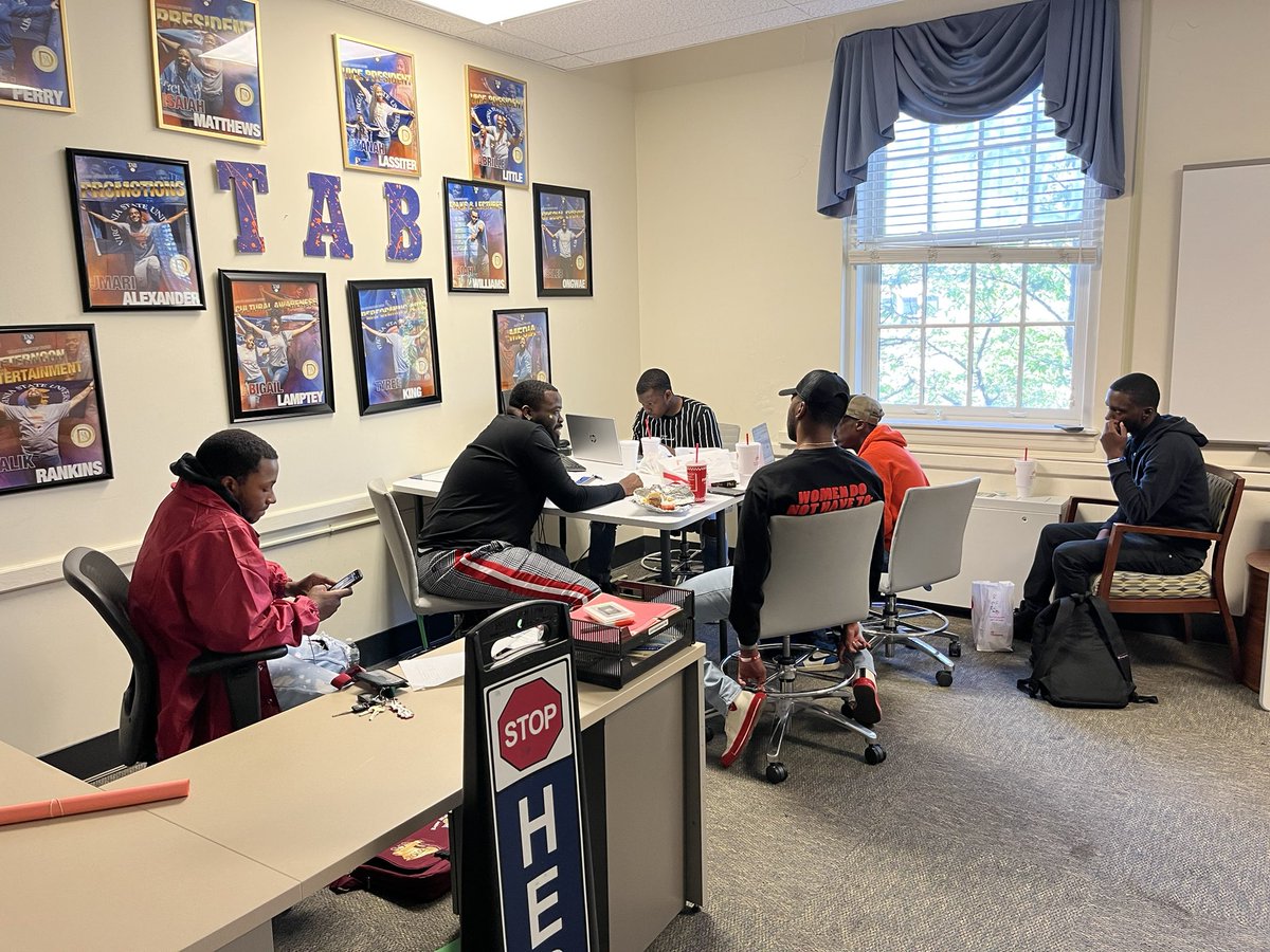 Mr. Perry and some of the young men of VSU putting in work discussing plans for an upcoming student event! The collaborative energy and creative efforts were inspiring! A #GreaterAtVSU activity is in the works!!