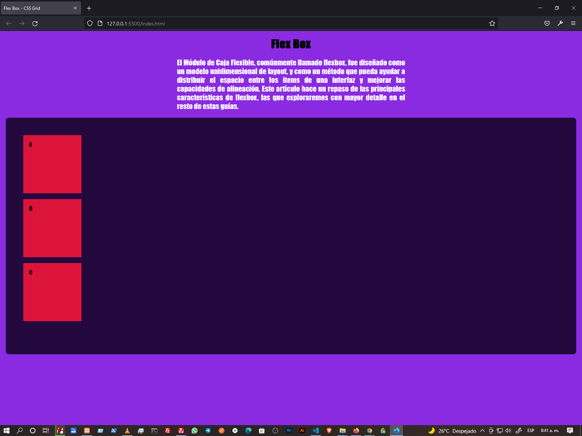 Orenji_Ra's tweet photo. #FlexBox El Módulo de Caja Flexible, comúnmente llamado flexbox, fue diseñado como un modelo unidimensional de layout, y como un método que pueda ayudar a distribuir el espacio entre los ítems de una interfaz y mejorar las capacidades de alineación. https://t.co/9Fl3tkaF1R