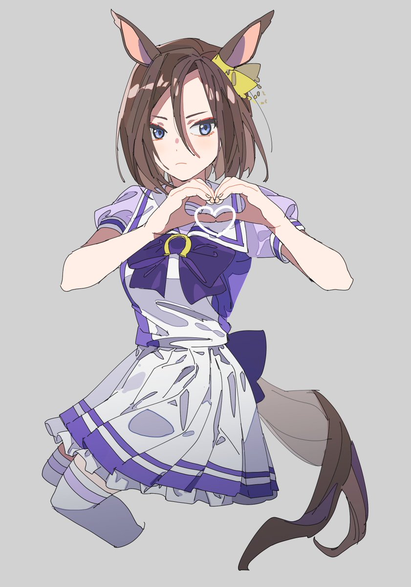 air groove (umamusume) 1girl solo animal ears horse ears heart hands tail horse tail  illustration images