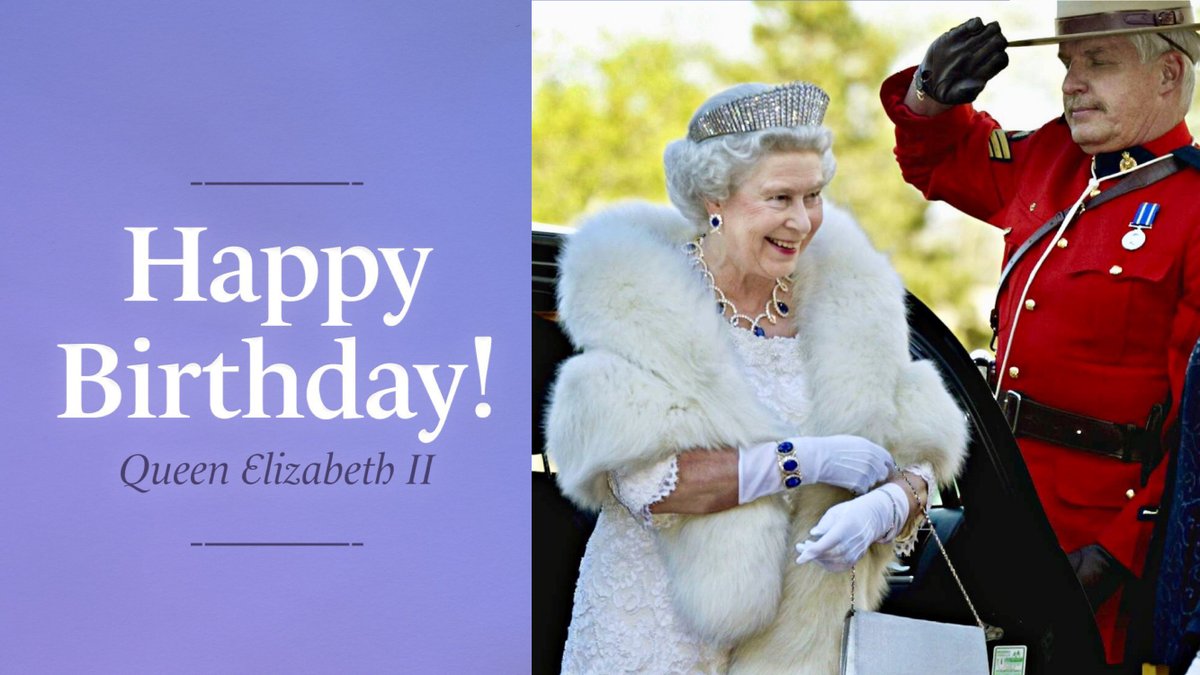 From coast to coast to coast, Canadians wish a Happy 96th Birthday to our Queen! 🇨🇦🎉

Elizabeth II became Queen of Canada in 1952 at age 25. Thank you for your seven decades of service, Your Majesty. 

#cdnpoli