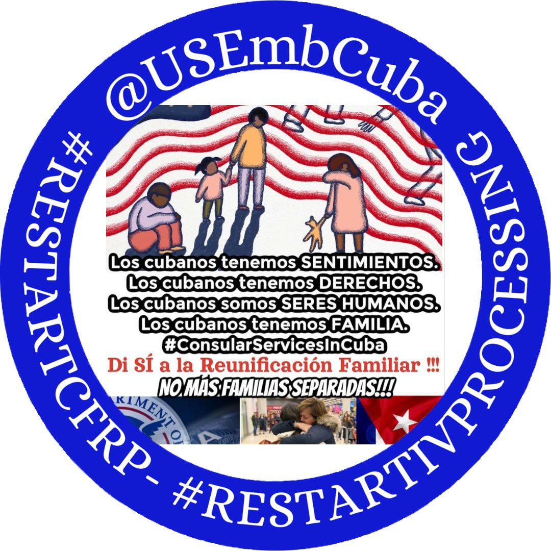 Patrici43164134's tweet photo. #TODASLASCATEGORIASSOMOSFAMILIA #NoMoreGuyana #CubanFamiliesMatter
#moreinterviews para todas las familias
@POTUS
@StateDept
@SecMayorkas
@SecBlinken https://t.co/1WMmtIHWuD https://t.co/X2fXn2WQ3h