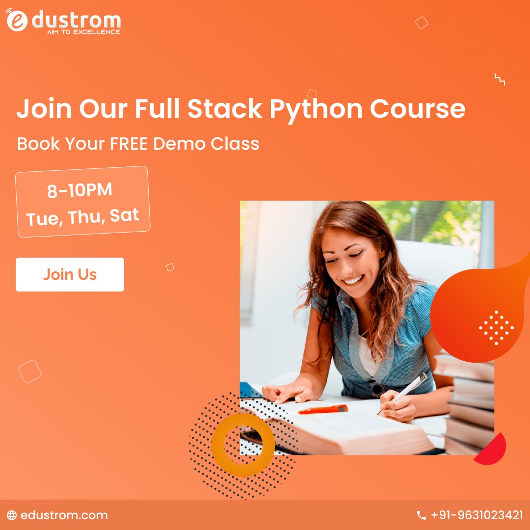 edustrom's tweet image. Join @Edustrom for the next step in your Full Stack Development journey!
Book your free demo class: bit.ly/3E339aZ
🤙 wa.me/919631023421
#pythoncourse #pythononlinecourse #pythononlineclasses #pythonprogramming #pythontraining #pythontrainingclasses