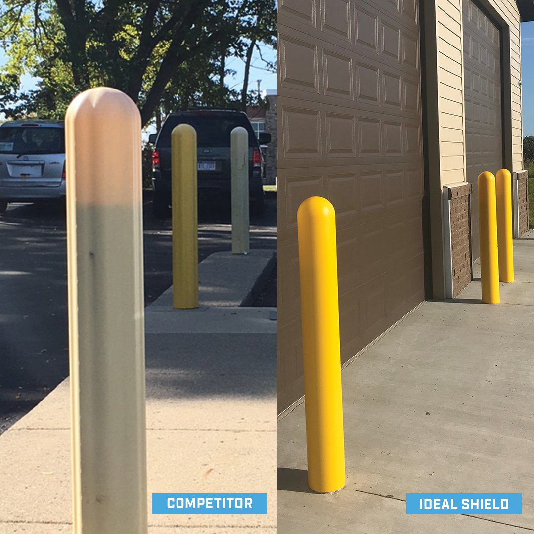 idealshield's tweet image. Faded may be the style when it comes to jeans or vintage t-shirts but when it comes to bollard covers, it’s important to go with our higher-quality sleeves.

Each of our covers comes with a 5-year No-Fade Guarantee, meaning you’ll save on time and maintenance costs.