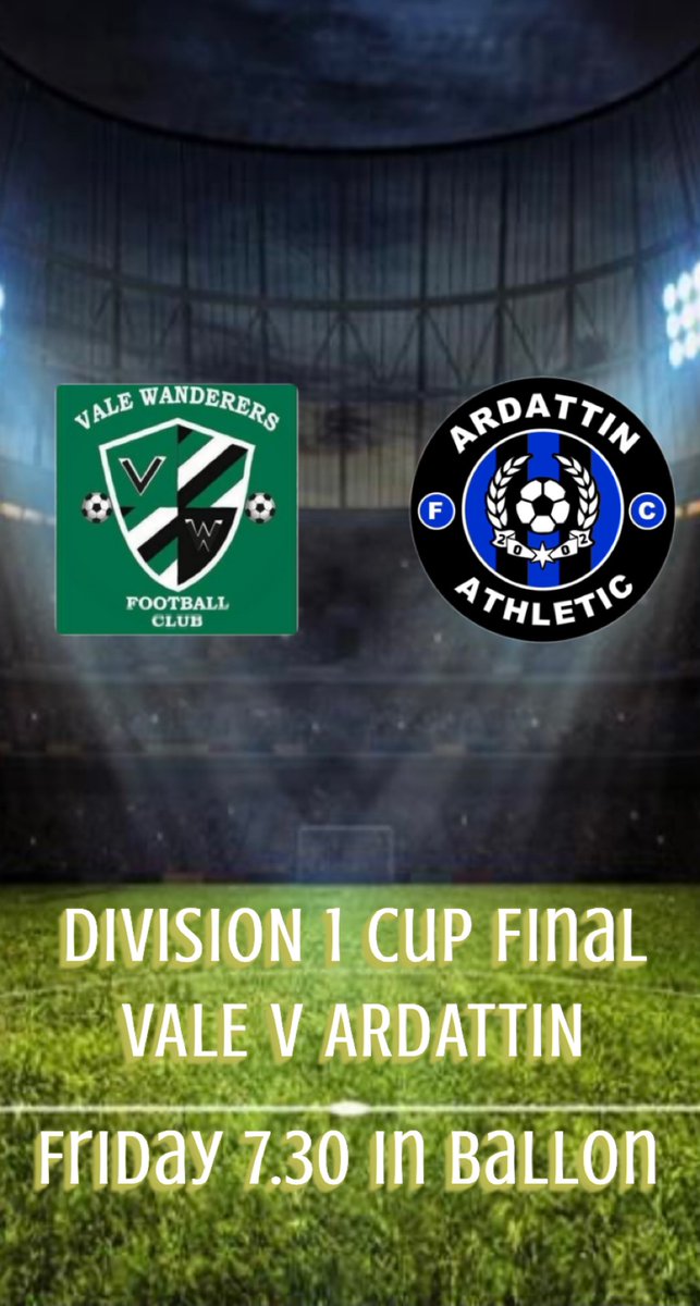 valewfc's tweet photo. THE BIG ONE!!

Our Mens A team look to do a league and cup double this Friday 22nd April at 7.30 in Ballon.

Make sure you get out to see the lads try create more history for the club!
Hon Vale 🟢⚫️⚪️
@CarlowSoccer @FAICarlow https://t.co/a7oLOedeVc