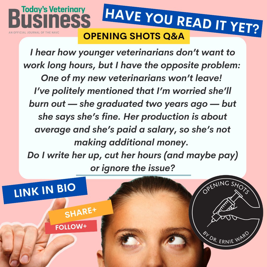 Can you relate? Read my advice in my latest 
<a href="/The_NAVC/">NAVC</a> "Opening Shots" column (link below). HINT: The "Five-Year Flameout" is REAL! 

todaysveterinarybusiness.com/opening-shots-… 

#veterinary #veterinarian #vettech #selfcare #wellness #burnout