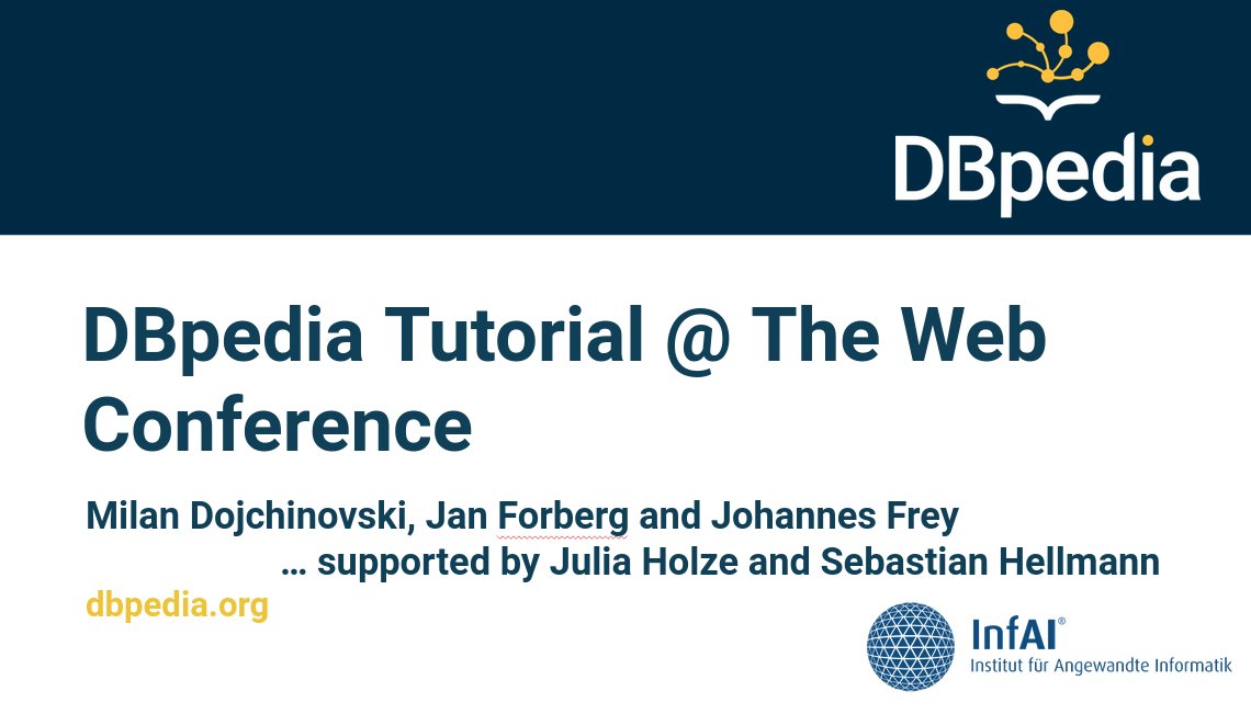 dbpedia's tweet image. .@m1ci  is kicking off the #DBpediaTutorial w/ his presentation about the #DBpedia #KnowledgeGraph &amp;amp; #DBpediaCommunity. Check it out! #SemanticWeb #LinkedData #DBpediaStack #TheWebConf