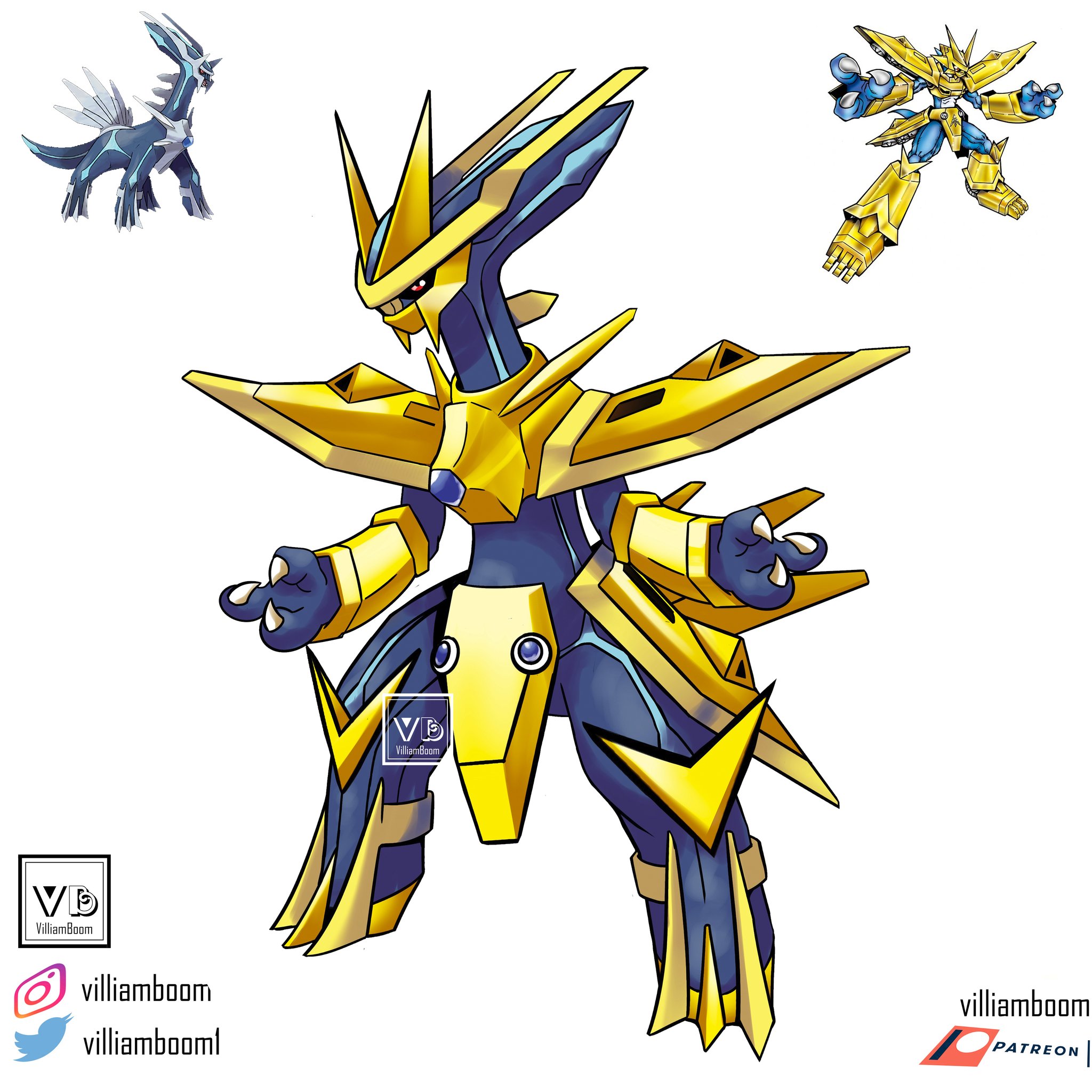 X 上的VilliamBoom：「One of my favs fusions I did! #giratina #palkia #dialga  #pokemon #pokefusion #pokemonfusion #pokemonfanart #fanart #villiamboom  #art #artwork #digitalart  / X